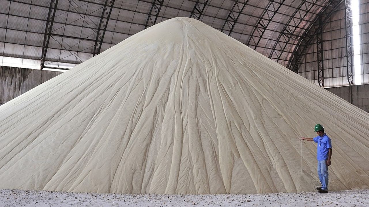 Un stockage de sucre au Brésil.